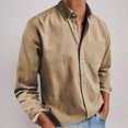 thumbnail image 1 of Business Casual Shirts for Men Long Sleeve Button-Down Collared Tshirts Shirt Mens Solid Color Loose Breathable Lapel Office Work Tops, 1 of 6
