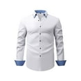 thumbnail image 1 of Business Casual Shirts for Men Long Sleeve Button-Down Collared Tshirts Shirt Mens Trendy Plaid Printed Stretchy Slim Dress Office Work Tops, 1 of 7