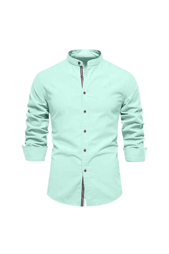 Business Casual Shirts for Men Long Sleeve Button Down Crew Neck Work Shirt Golf Tees Dad Gifts