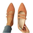 thumbnail image 1 of Business Casual Shoes Women Fashionable Casual Versatile Breathable Spring and Summer Comfortable Flat Shoes Pointed Toe Flats for Women Dressy Ballet Flat Mary Flats with Buckle Strap, 1 of 8