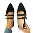 thumbnail image 1 of Business Casual Shoes Women Fashionable Casual Versatile Breathable Spring and Summer Comfortable Flat Shoes Pointed Toe Flats for Women Dressy Ballet Flat Mary Flats with Buckle Strap, 1 of 8