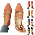 thumbnail image 1 of Business Casual Shoes Women Fashionable Casual Versatile Breathable Spring and Summer Comfortable Flat Shoes Pointed Toe Flats for Women Dressy Ballet Flat Mary Flats with Buckle Strap, 1 of 8
