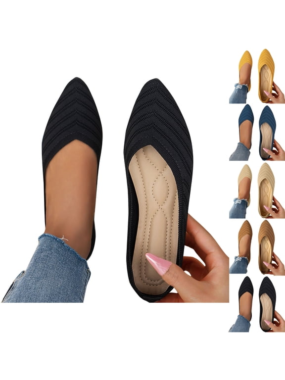 Business Casual Shoes Women Solid Color Flat Heel Comfortable Casual Shoes Women's Ballet Flats Comfortable Casual Dressy Shoes Work Flats Office Shoes Pointed Toe Flats Shallow Shoes
