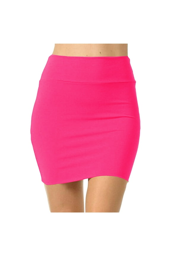 Business Casual Skirts for Women New Summer Women Bodycon Mini Skirts Basic Elastic High Waisted Casual Stretch Pencil Short Skirts Pinky L