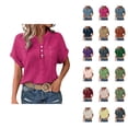 thumbnail image 1 of Business Casual T Shirts for Women 2025 Short Sleeve Button Down Collared Plain Tshirt Blouse Womens T Shirts, 1 of 6