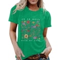 thumbnail image 1 of Business Casual Tee for Womens Short Sleeve Crew Neck Graphic Print Comfort Style Womens Athletic Tops,Green,L, 1 of 4