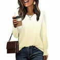 thumbnail image 1 of Business Casual Tops For Women Sevevn Womens Tops Puff Long Sleeve Shirts Dressy Casual Crew Neck Pleated Summer Fall Work Blouses, 1 of 6
