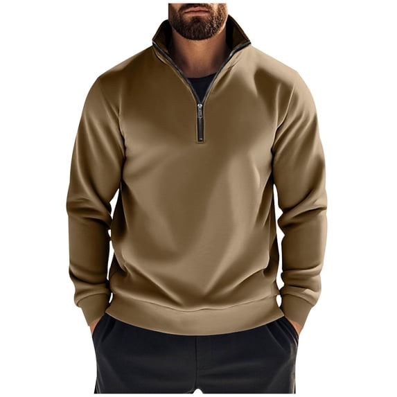 Business Casual Tops for Men Big & Tall 1/4 Zip Up Long Sleeve Casual Loose Thin Fall Sweatshirt Pullover