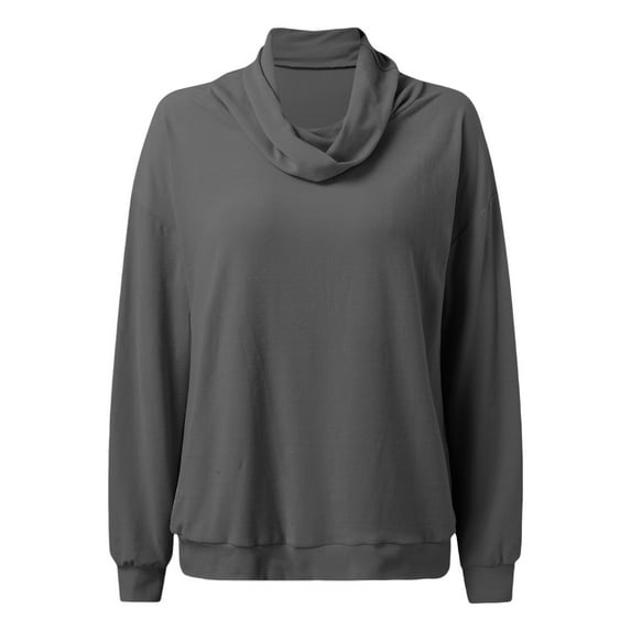 Business Casual Tops for Women! Comdrip Women's Loose Cowl Neck Ruched Stretch Long Sleeve Blouse Shirt Top Womens Cowl Neck Tops Grey 2XL