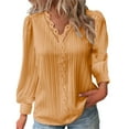 thumbnail image 1 of Business Casual Tops for Women Lace Patchwork V Neck Loose Fit Casual Long Sleeve Blouse Tee Summer Tops, 1 of 5