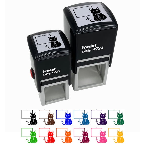 Business Cat with Blank Presentation Board Self-Inking Rubber Stamp Ink Stamper - Black Ink - Small 1 Inch