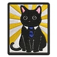 thumbnail image 1 of Business Cat with Tie Applique Multi-Color Embroidered Hook & Loop Patch - 2.5 Inch Small, 1 of 5