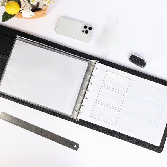 Business Check Binder Checks PU Leather Portfolio with Storage Organizer & Zippered Pouch for Business Checks