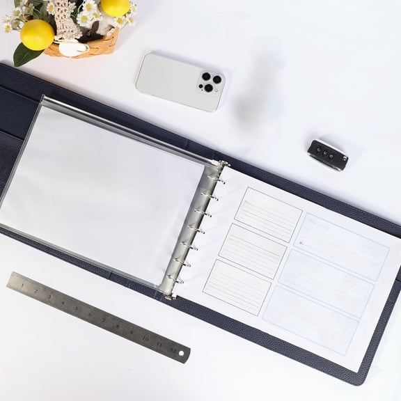 Business Check Binder Checks PU Leather Portfolio with Storage Organizer & Zippered Pouch for Business Checks