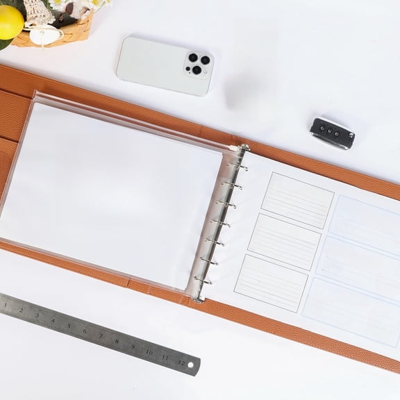 Business Check Binder Checks PU Leather Portfolio with Storage Organizer & Zippered Pouch for Business Checks