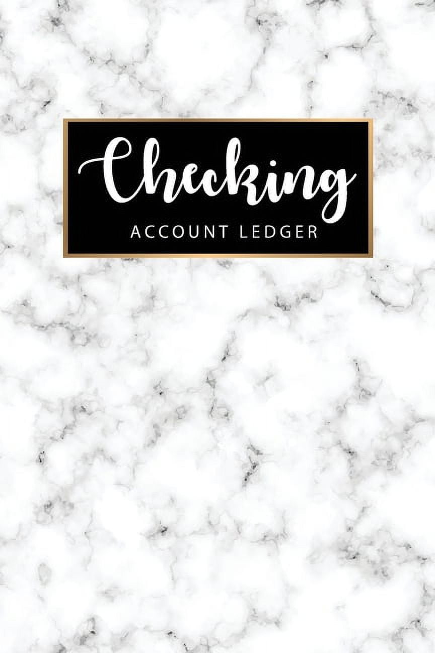 Business Check Registers for Checkbooks Checking Account Ledger Marble White Cover Simple