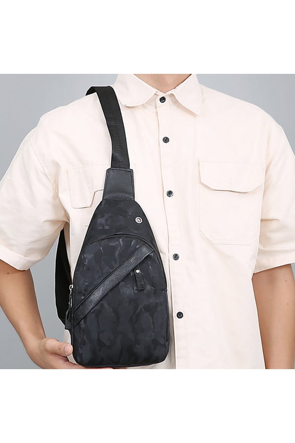 Business Chest Bag Casual Crossbody Sling, Versatile Fitness Cycling Front, Cloth Gray Blue, for Outdoor Travel Convenient