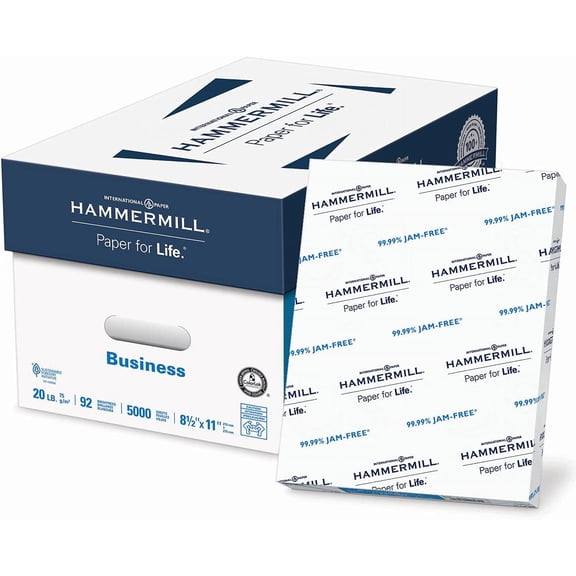 Business Copy Paper, 20lb, 92 Bright, 8 1/2" x 11", 10 Ream Case