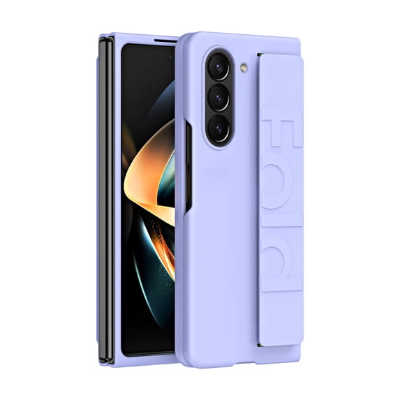 Business Cover Case for Samsung Galaxy Z Fold 6 5G, Hand Strap Wristband Anti-Scratch Drop Protection Slim Hard PC Folding Phone Protective Case for Samsung Galaxy Z Fold 6, Purple