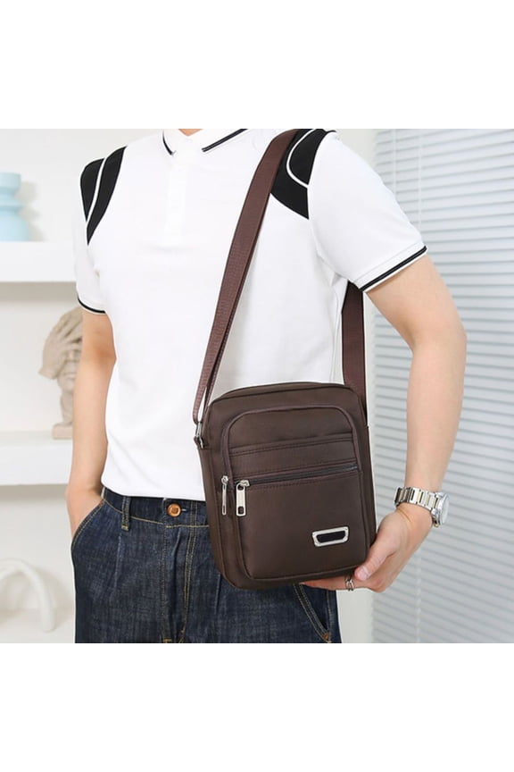 Business Crossbody Sling Bag for Men and Women | Casual Chest Bag | Versatile Outdoor Travel Shoulder Pack | Adjustable Strap | Multi-Compartment | Artificial Leather | 23x19x6cm | Brown Blue Green