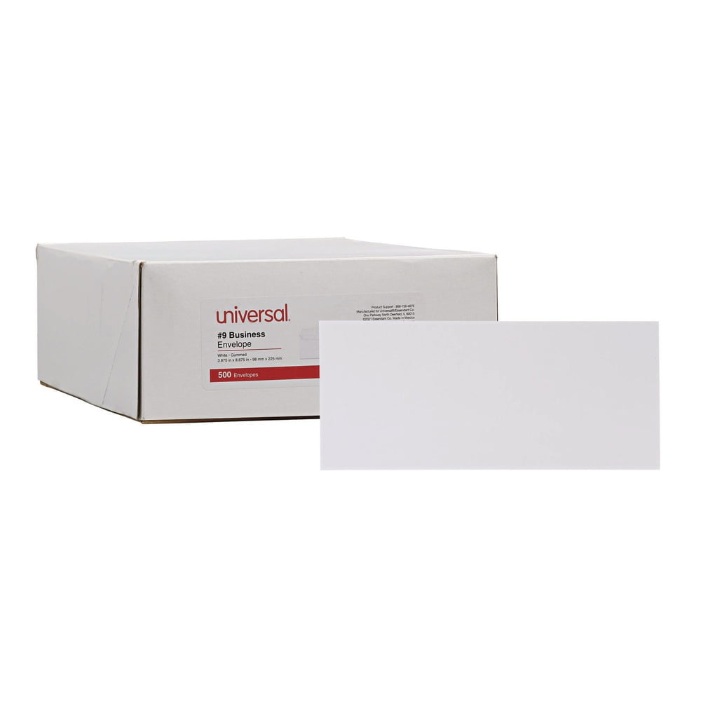 Universal UNV35209 #9 Square Flap Open-Side Gummed Business Envelope - White (500/Box)