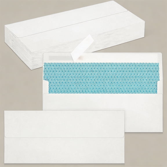 Self-Adhesive White Mailing Envelopes for Business Documents, Checks, Letters and Invoices, Secure Office Correspondence Supplies