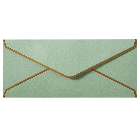 Business Envelopes with V Flap Gold Border,150gsm Paper Standard Mailing Envelopes for Checks Letters,Gold Seal Stickers for Office,Checks,Letter Mailing,Wedding Invitations,9.45 x 4.13 Inch