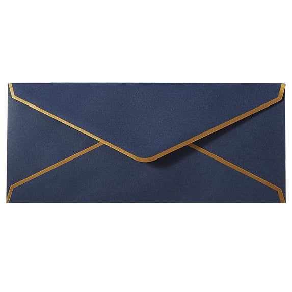 Business Envelopes with Border, with Stickers for Sealing, for Invitations Checks Blue