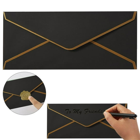 Business Envelopes with Gold Border Seal, #10 Size Mailing Envelopes for Checks, Letters and Professional Correspondence