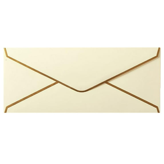 Business Envelopes with V-Flap,Gold Border Envelope, Standard Envelopes with Gold Stickers for Office, Checks, Letter Mailing Beige by Toyeng