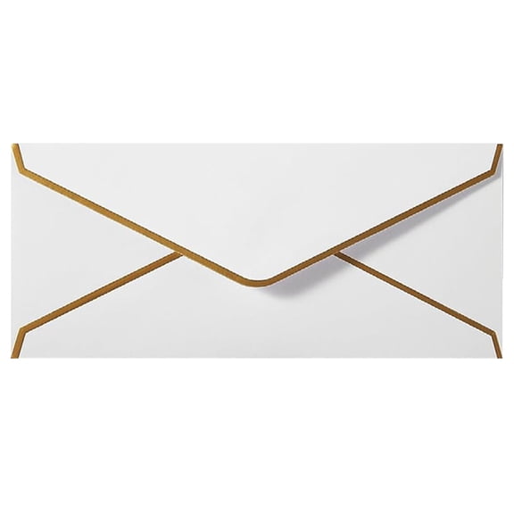 Business Envelopes with V-Flap,Gold Border Envelope, Standard Envelopes with Gold Stickers for Office, Checks, Letter Mailing White by Toyeng
