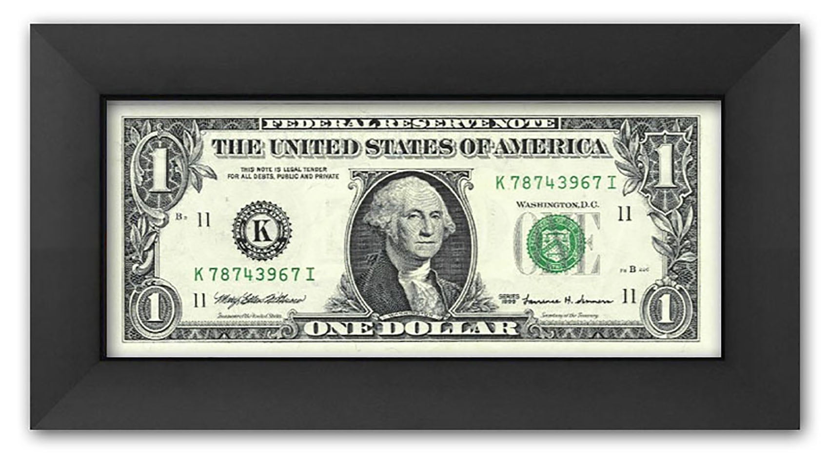 UV Resistant Acrylic Money Bill Display Business First Dollar Frame in Black Wood