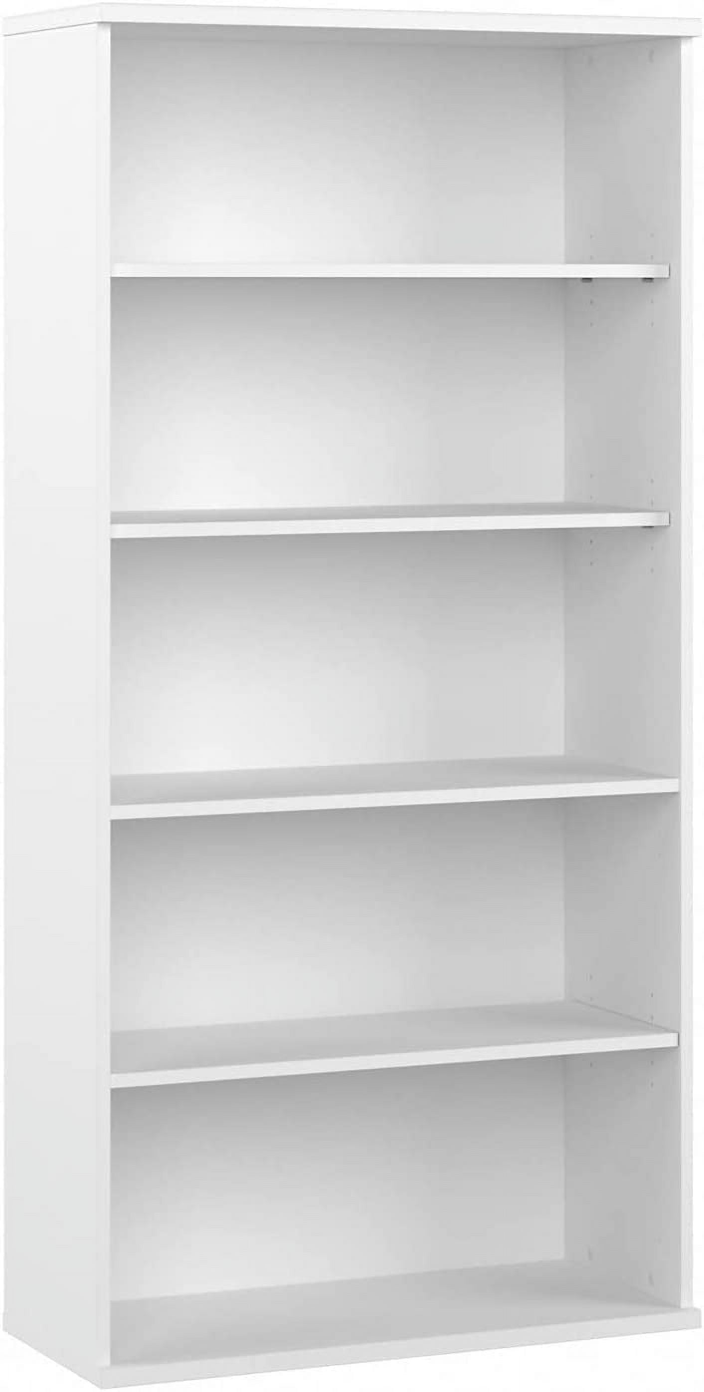 Contemporary White Adjustable 5-Shelf Bookcase - Engineered Wood