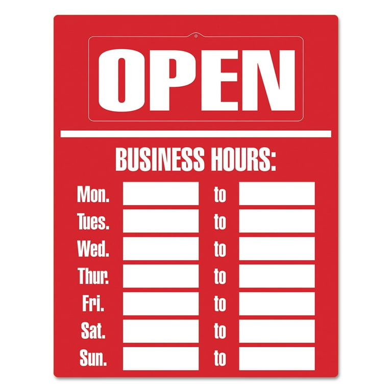 Business Hours Sign Kit, 15 x 19, Red Business Hours Sign Kit, 15 x 19, Red