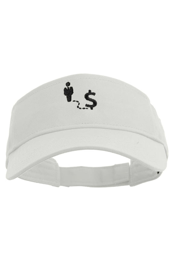 Business Icon Embroidered Cotton Twill Sun Visor - White OSFM