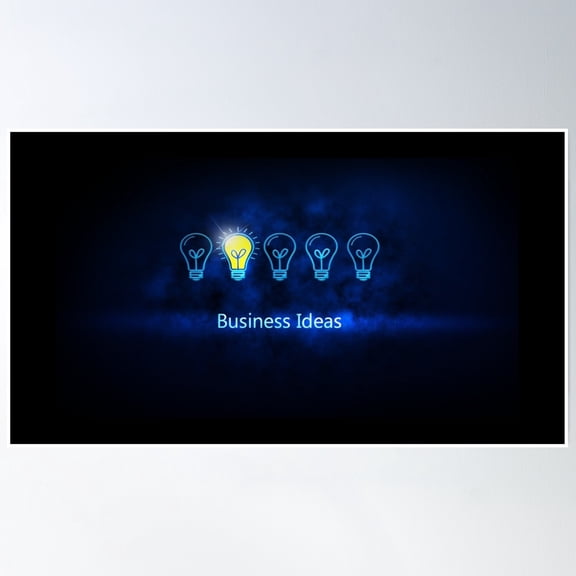 Business Ideas Bulbs Electric And A Light As A Concept Of The New Business Blue Poster Wall Art, Modern Wall Decor, 8x12 UNFRAMED