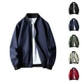 thumbnail image 1 of Business Jackets for Men Long Sleeve Stand Collar Zip Up Jacket with Pockets Loose Casual Outerwear Coat, 1 of 4
