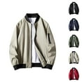 thumbnail image 1 of Business Jackets for Men Long Sleeve Stand Collar Zip Up Jacket with Pockets Loose Casual Outerwear Coat, 1 of 7