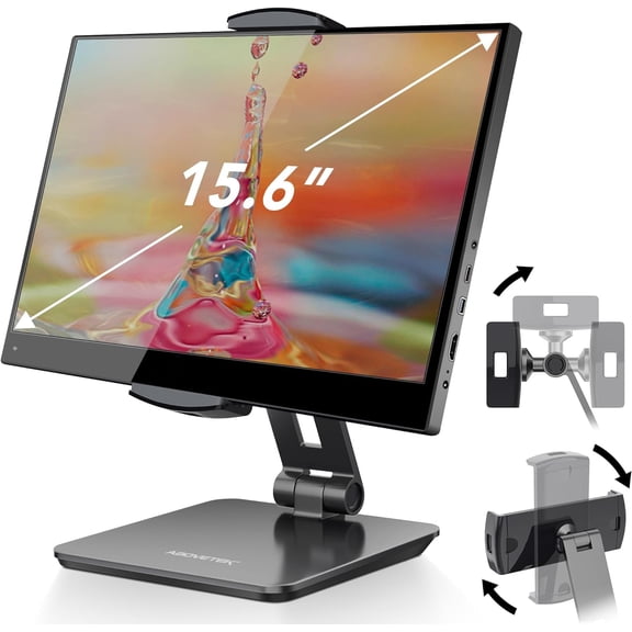 Business Kiosk Aluminum Tablet iPad Stand, 360 Swivel Tablet & Phone Holders for Any 4"-15.6" Display Tablets/Cell Phones/Portable Monitor, Sturdy for Store POS Office (Grey)