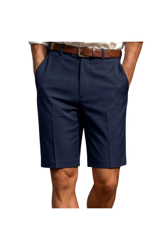 Business Knee Length Shorts Men Straight Leg Dress Shorts Summer Daily Office Work Bottoms