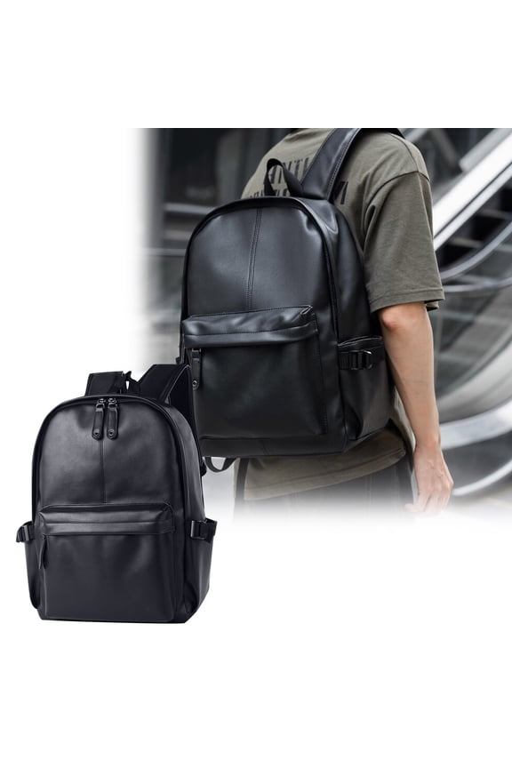 Business Laptop Backpack  Sleek Faux Leather Daypack with Anti-Theft Pocket for Work, Travel, and Daily Commute
