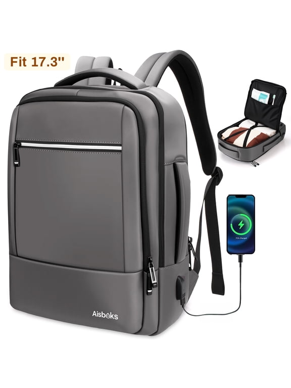 Travel Backpack for Adult,17.3''Laptop Backpack with USB Charging Port,Airline Approved Personal Item Bag,Wear and Water Resistance Business Backpack,Dark GrayGift for Father's day