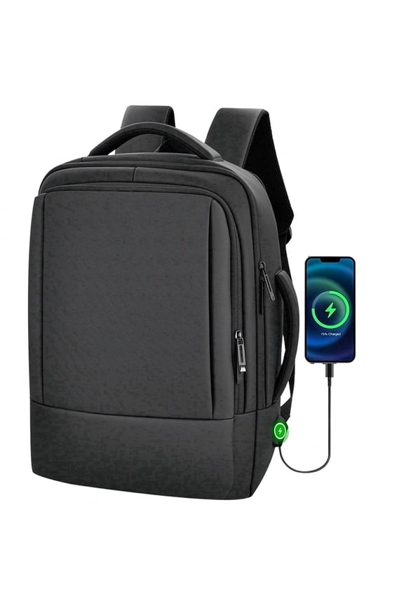 Travel Laptop Backpack with USB Charging Port – 36L Expandable Luggage Bag (40% Extra Space) for 17/15.6-Inch Laptops, Black