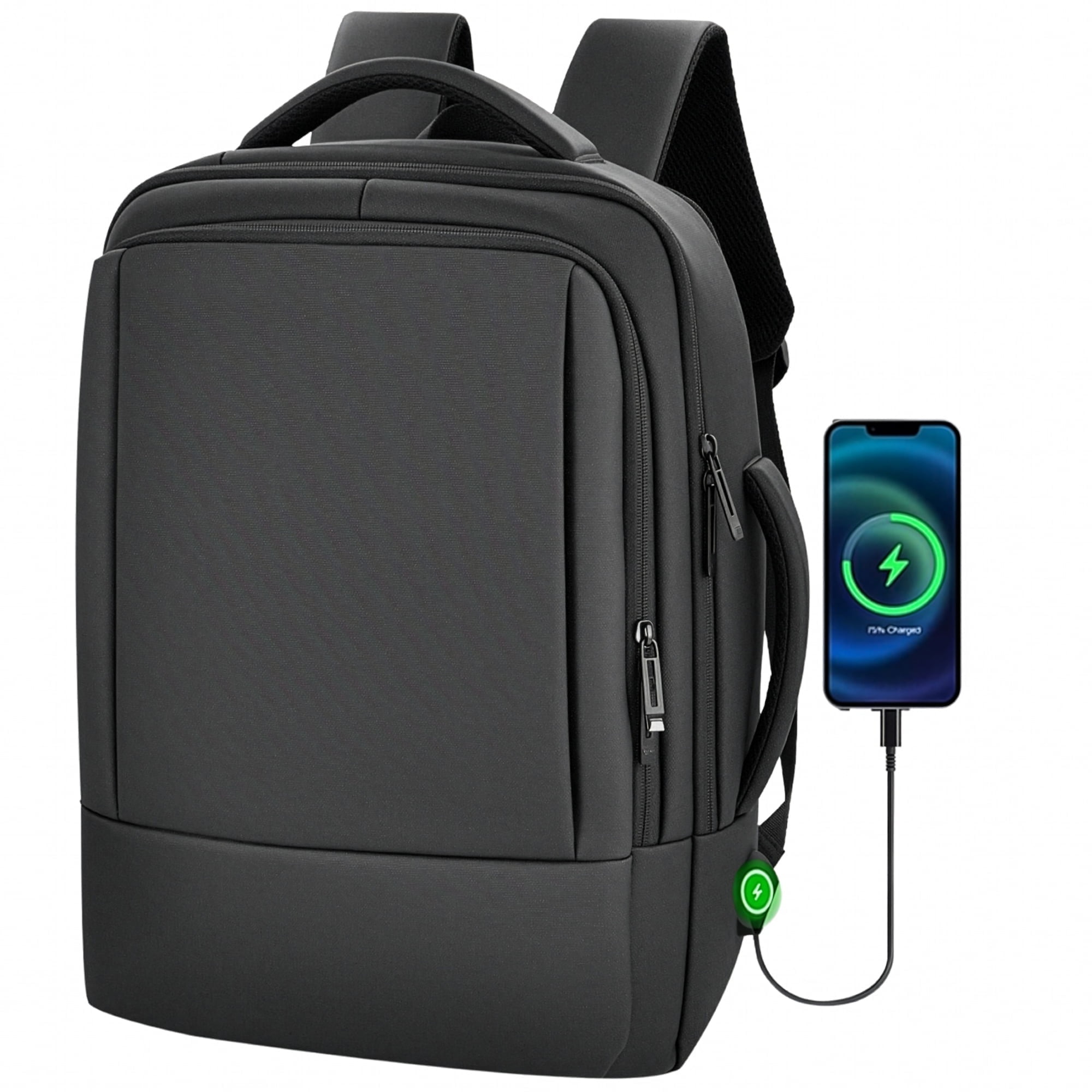 AISBOKS Travel Laptop Backpack with USB Charging Port 36L Expandable Luggage Bag (40% Extra Space) for 17/15.6-Inch Laptops, Black