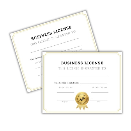 Business License Certificate of Operation 50pk 8.5x11 of Good Standing Gold White to Frame in Office Valid Date LLC Owner Performance Award