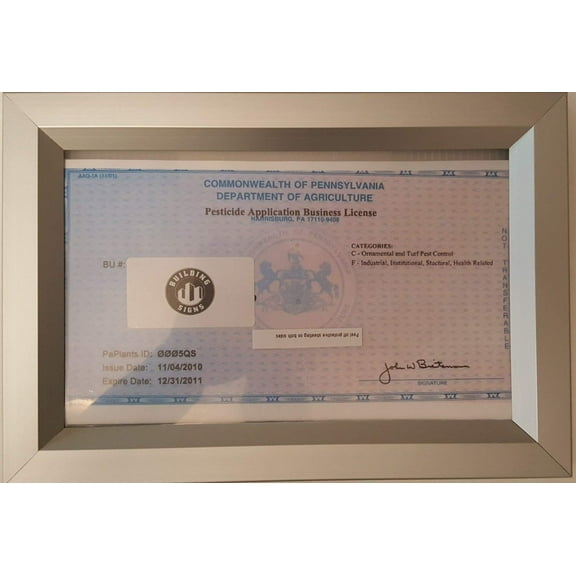 Business License Frame PA 8.5x5.5 ( Heavy Duty - Aluminum)