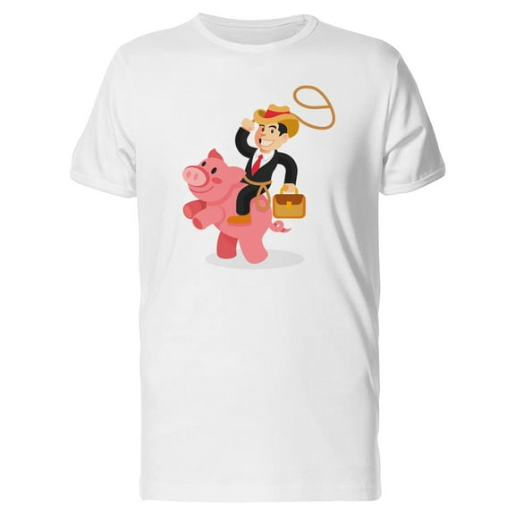 Business Man Riding A Piggy Bank Tee Men's -Image by Shutterstock