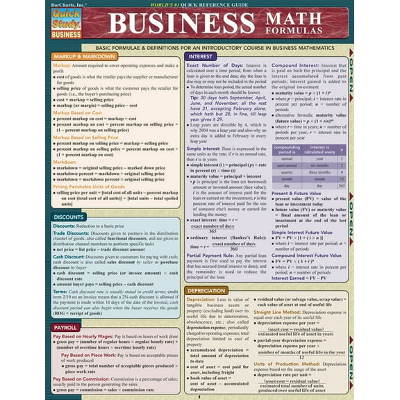 Business Math Formulas (Other)