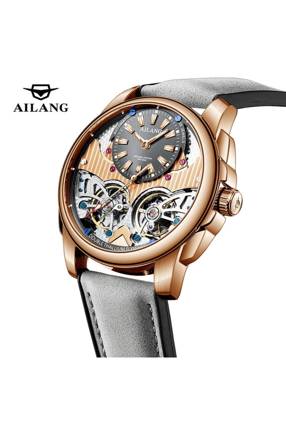Business Mechanical Watches Men Top Brand Luxury Leather Waterproof Double Tourbillon Watch For Men Automatic Wristwatch