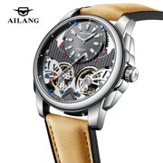 Business Mechanical Watches Men Top Brand Luxury Leather Waterproof Double Tourbillon Watch For Men Automatic Wristwatch